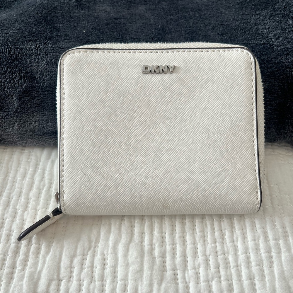 DKNY White Zip-Around Wallet